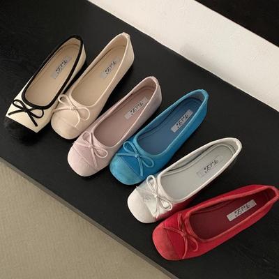 CNMR Elegante Schleife Ballerina Frau Flache Runde Zehenbequem Bequeme Damen Leder Slipper Einzelne Schuhe