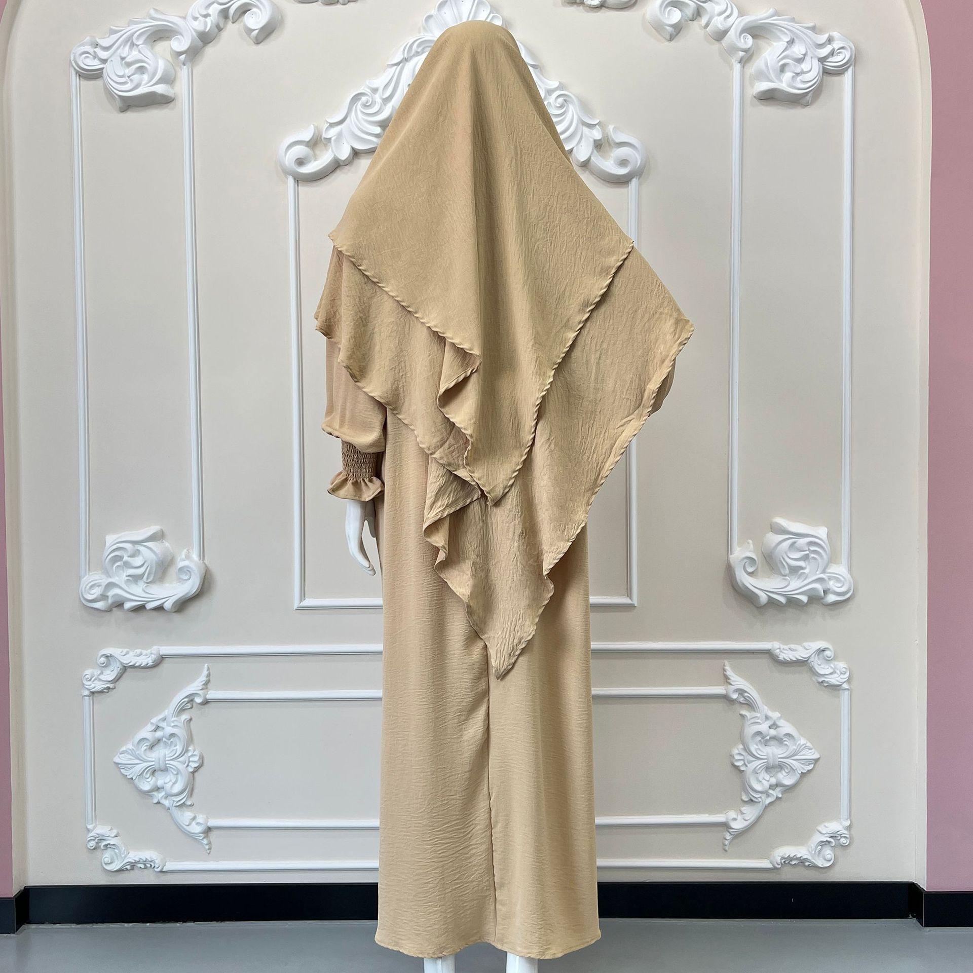 

Дубайський турецький костюм з крижаного шовку з двома шматками та двошаровою хусткою One Size