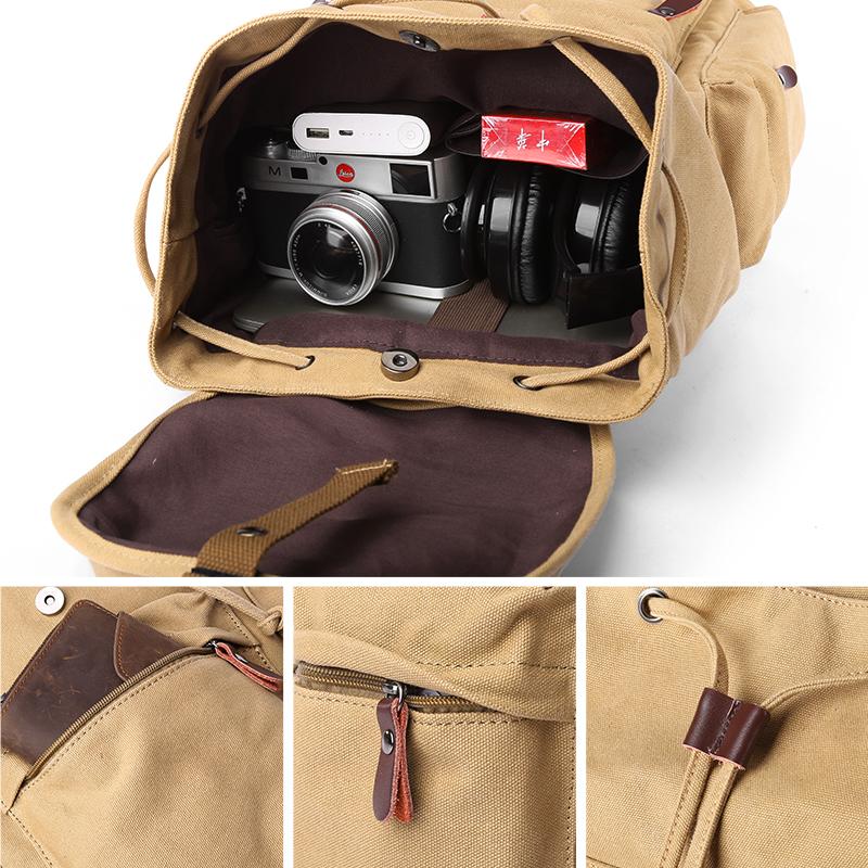 Moyyi Zaino Vintage in Tela da Uomo Grande Capacità Borsa Casual per Laptop 15,6 Pollici per Pendolari Viaggio Premium Resistente Zaino Unisex