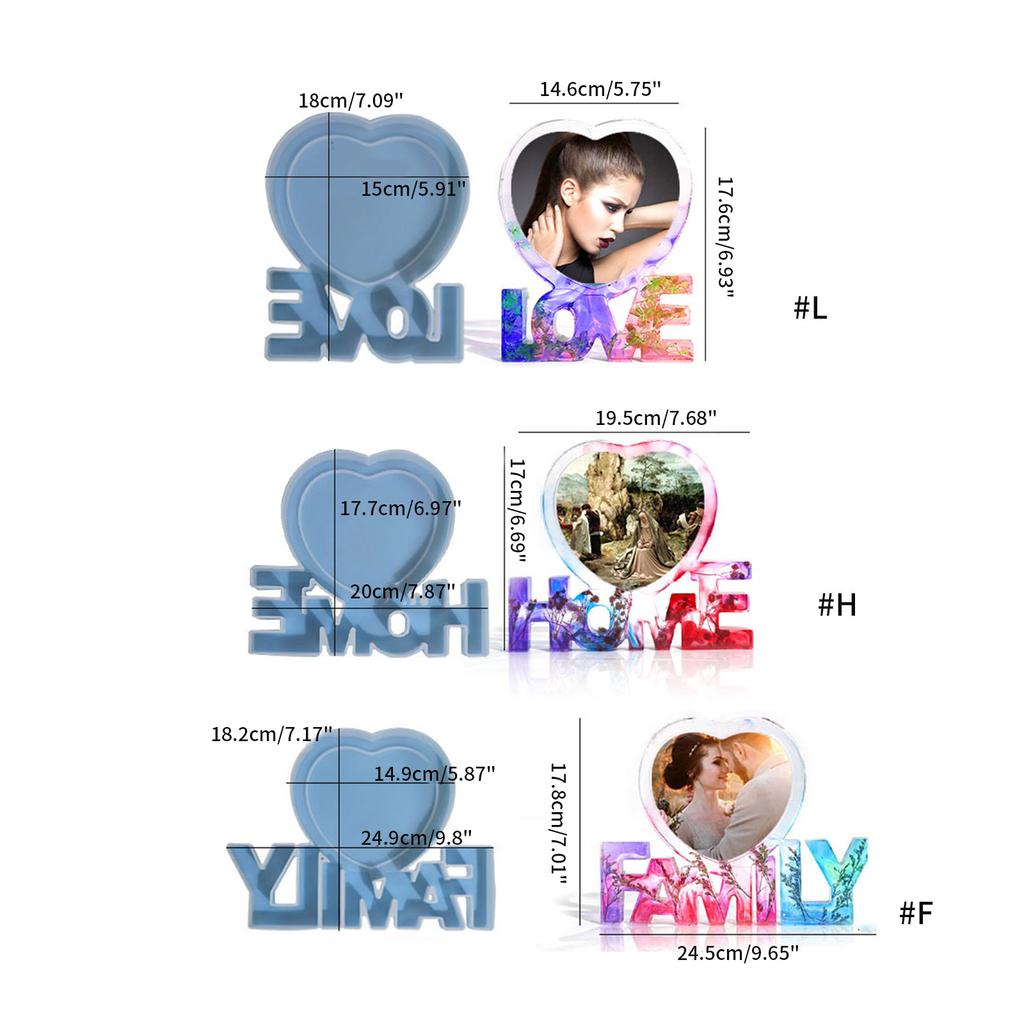 Love Home Family Silicone Molds Picture Photo Frame Epoxy Resin Mold DIY Crafts Jewelry Making Home Tabletop Decorations