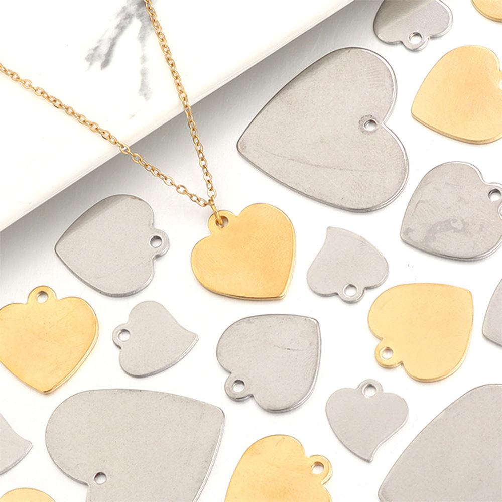 LOULEUR 10pcs Stainless Steel Metal Heart Shape Connectors For Bracelets Pendants Blank Diy Charms Jewelry Makings Findings
