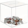 Square Transparent Acrylic Piggy Bank, Clear Hard Plastic Coin Bank, Money Box Cash Collector Container, One-Way Saving