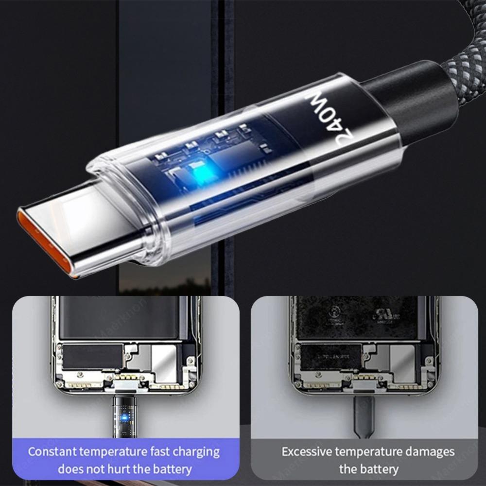 240W Dual TypeC Super Fast Charging Cable LED Digital Display for Samsung Xiaomi USB To TypeC Phone Charger Data Cord 2M/1.5M