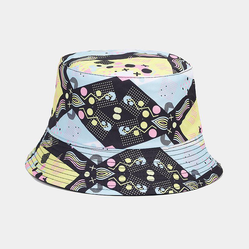 New Hawaii beach vacation bucket hat female tide D digital printing double-sided basin hat sun hat
