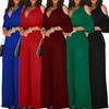 Casual V-neck Jumpsuit Women Elegant Casual V-neck Loose Waist Wide Leg Jumpsuit Women
