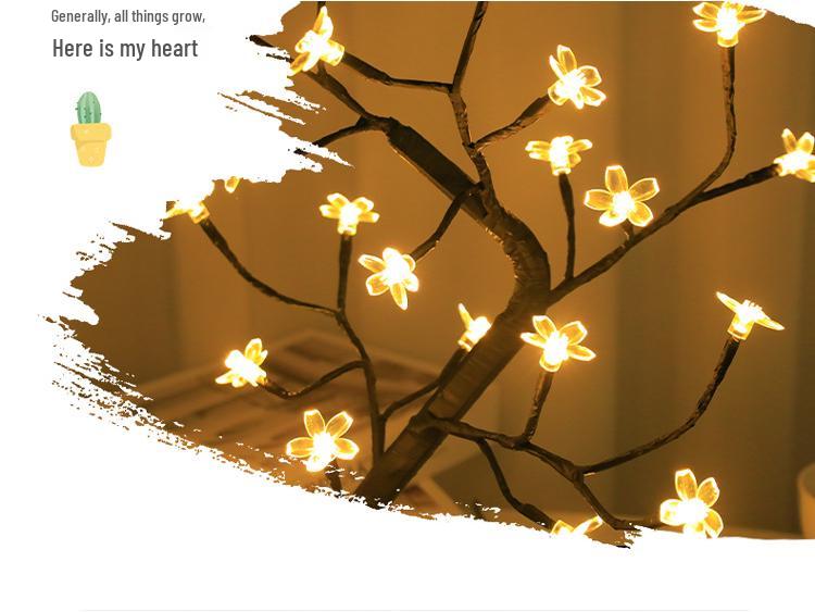 Cherry Blossom & Maple Leaf LED Tree Night Light - Creative Desktop Decoration Atmosphere Lamp
