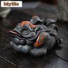 Yixing Zisha Wealth-attracting Golden Toad Tea Pet Antique Tea Spirit Tea Figurine Play Toys Tea Statue Ornaments Supplies Gift