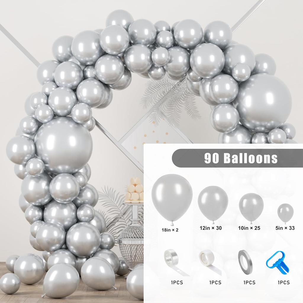 90PCS multi-color latex balloon set suitable for birthday parties, weddings, Valentine's Day party decoration