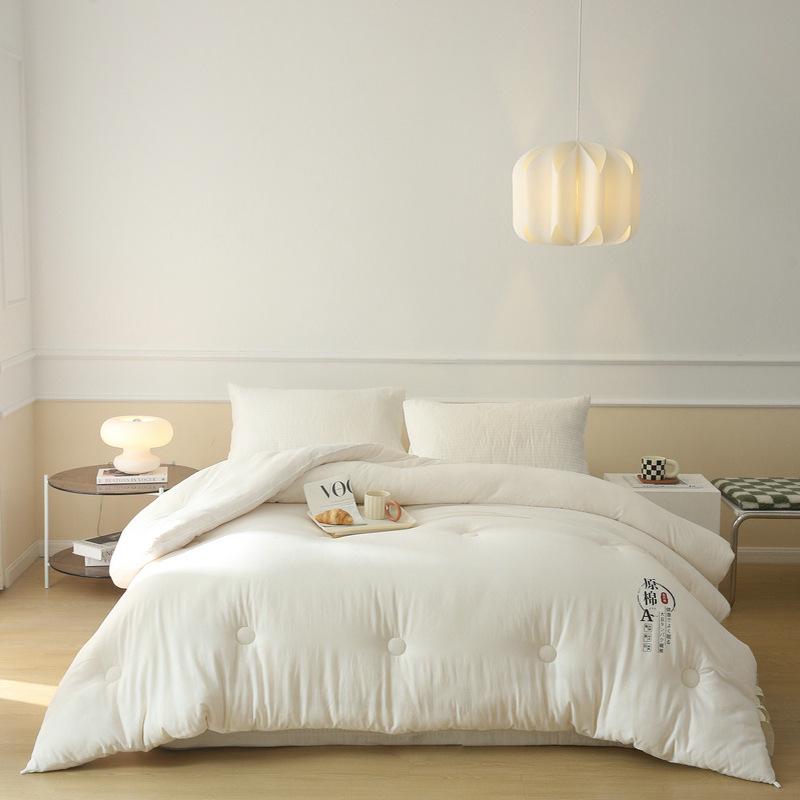 Plapumă din Fibră de Soia din Bumbac Clasa A - Culoare Solidă Japoneză, Toamnă/Iarnă, Bumbac Integral, Miez de Plapumă din Bumbac Pur.