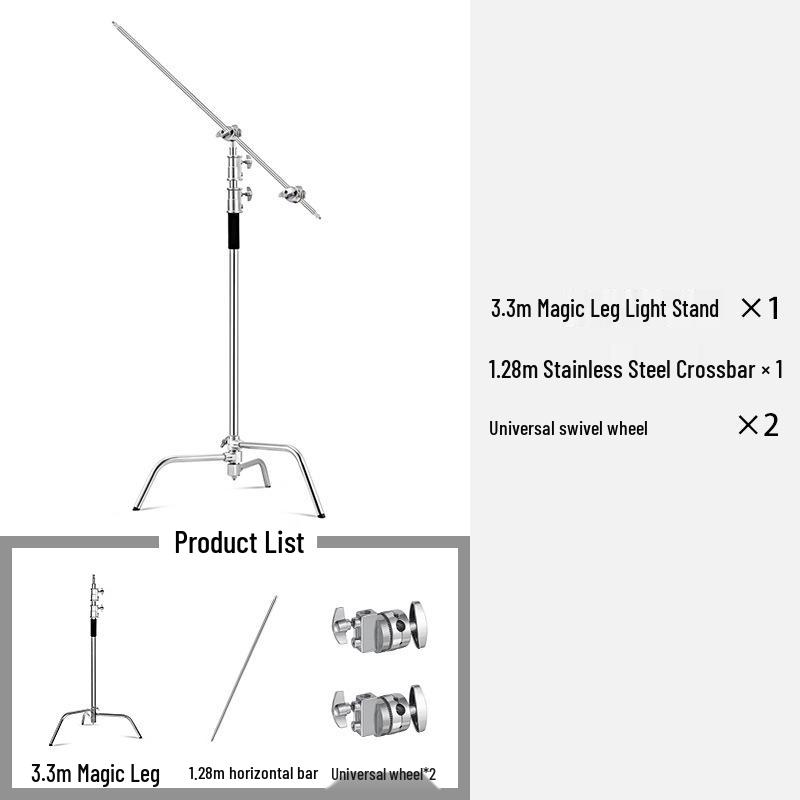 

Detachable Stainless Steel Tripod Stand with C-Type Cross Arm for Fill Lights and Flags