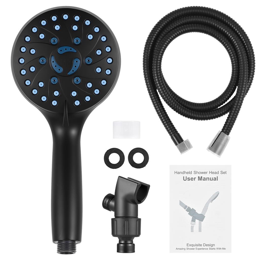 High Pressure Shower Head 7-mode Handheld Shower Head Anti-clog Nozzles Showerhead with 62-inch