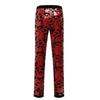 PYJTRL Mens Fashion Shiny Sequin Floral Pattern Pants Expandable Waist Trousers