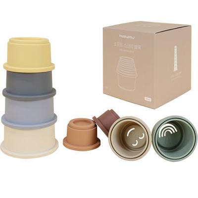 Happy Play Toddler Soft Stacking Block Silicone Cup Stacking Playset Korean Childrens Toys