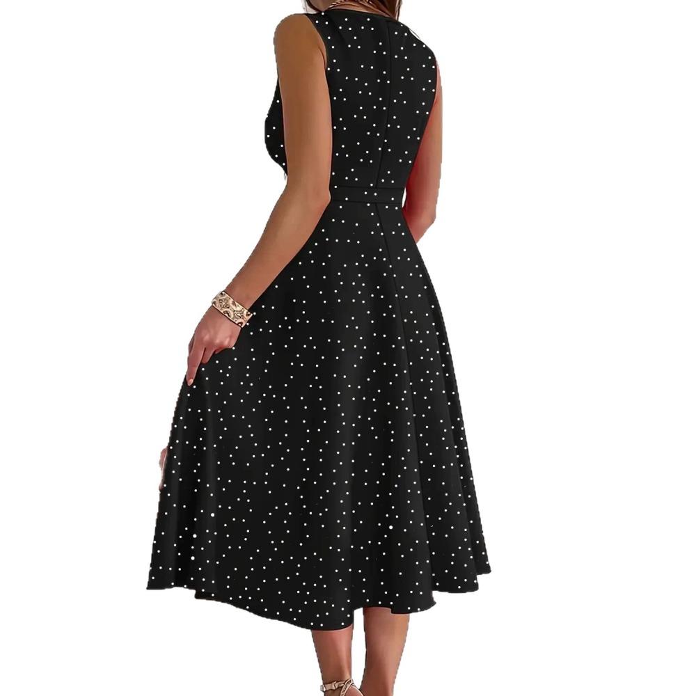 Ladies Elegant Dot Print Bandage Summer Dress Sexy Halter Backless Sleeveless Long Dress Female Beach Holiday Party Dress 2026