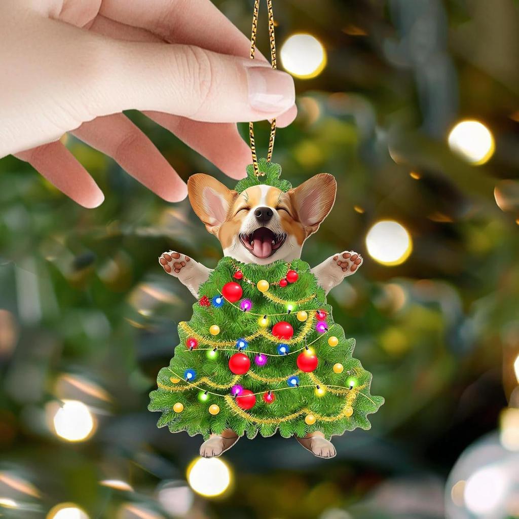 Acrylic Christmas Dog Pendant Home Tree Window Hanging Decor Gift Christmas Tree Ornament Party Supplies Home Decor Kids Gift