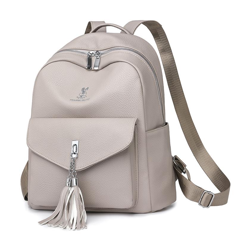 Plecak z frędzlami Plecak damski z miękkiej skóry Torba szkolna dla studenta