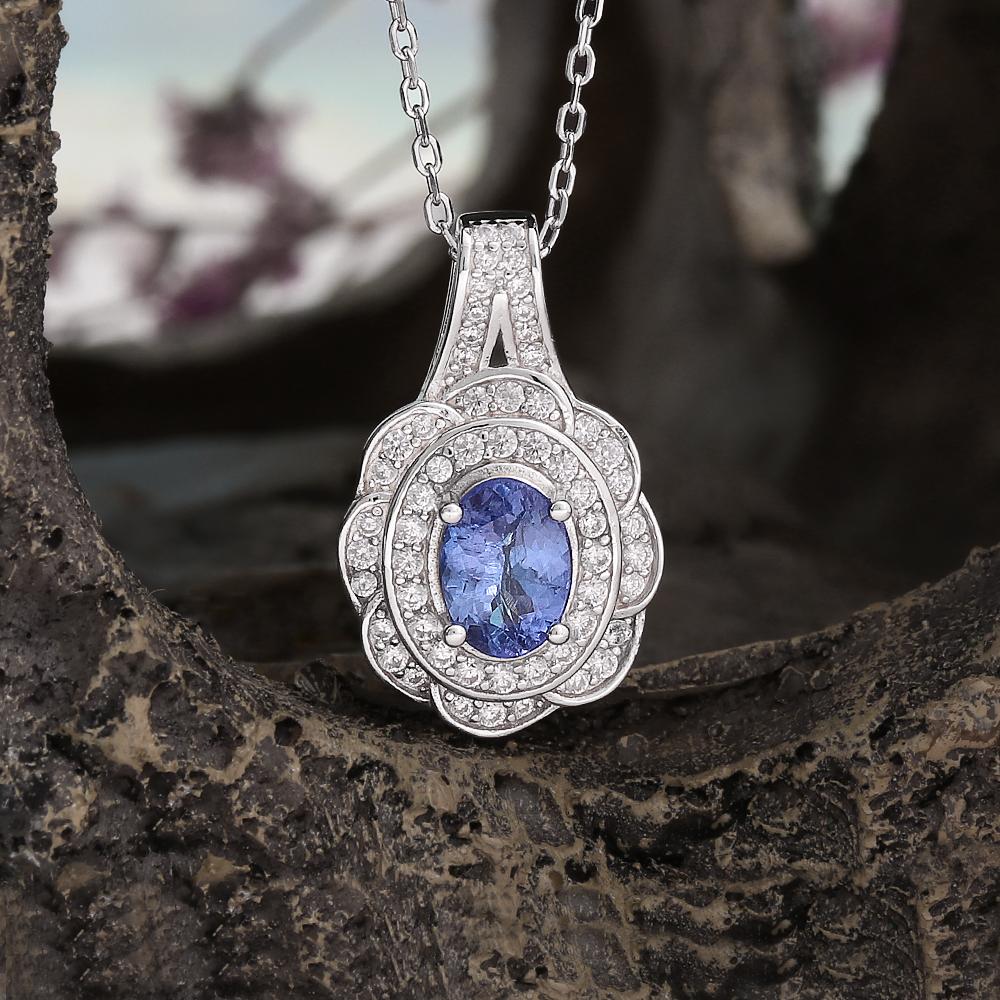 Classic design pendant Natural blue Tanzanite gemstone 925 sterling silver necklace fine jewelry for girlfriend's birthday gifts
