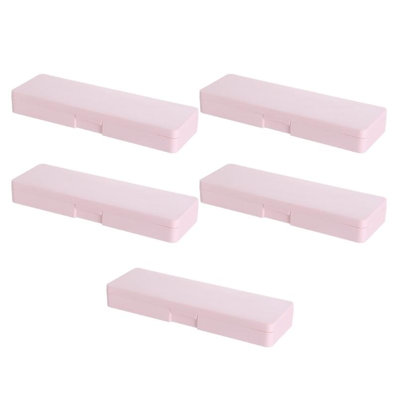 5 Pcs Plastic Pencil Box Pencil Container Practical Pencil Case Small Storage Box for School Office светло-розовый