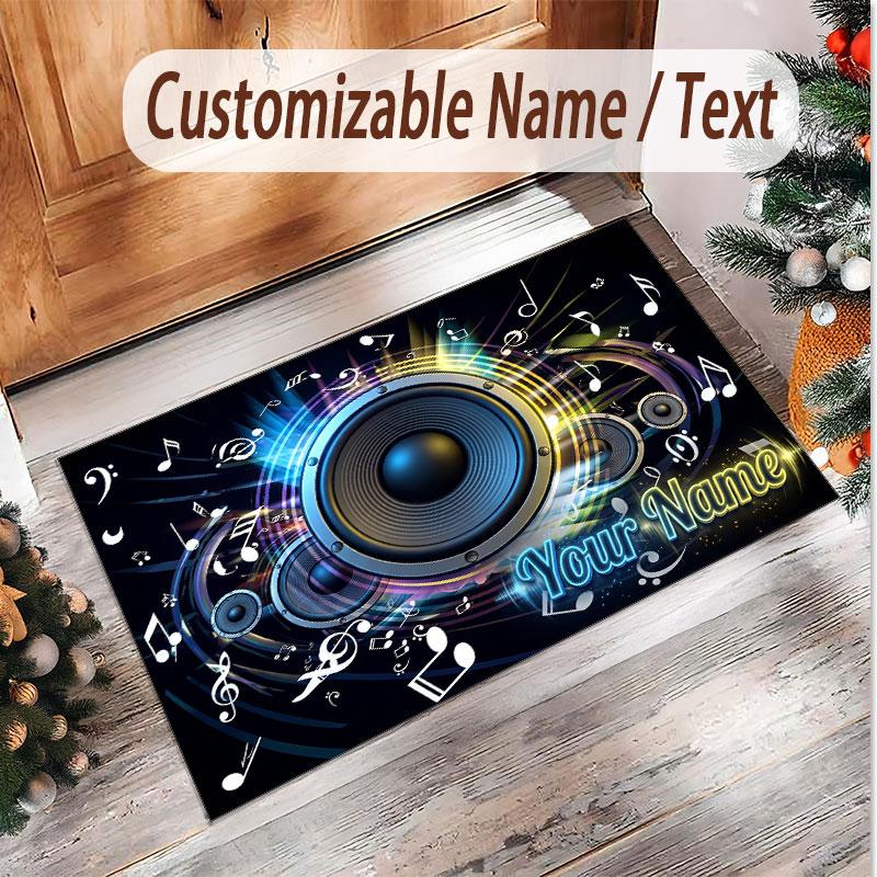 Tappeto in Velluto Morbido di Cristallo Tema Generale Musica Stampa Personalizzata Nome & Testo Tappeto Antiscivolo per Camera da Letto Soggiorno