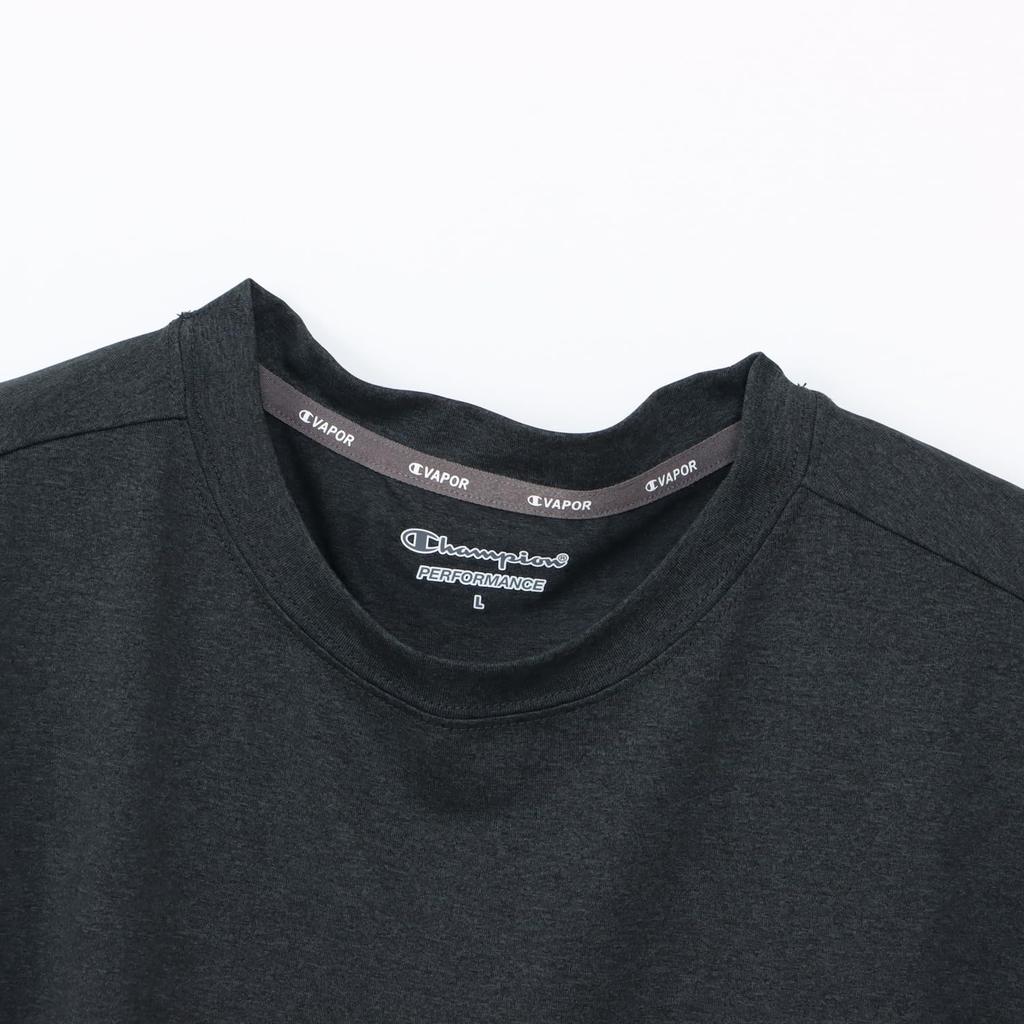 Champion Basic Sports Short Sleeve with a Short Round Odor UV and a Script Logo T-Shirt, Men's Black, C3-BS313, Sleeve, Neck, Antibacterial,