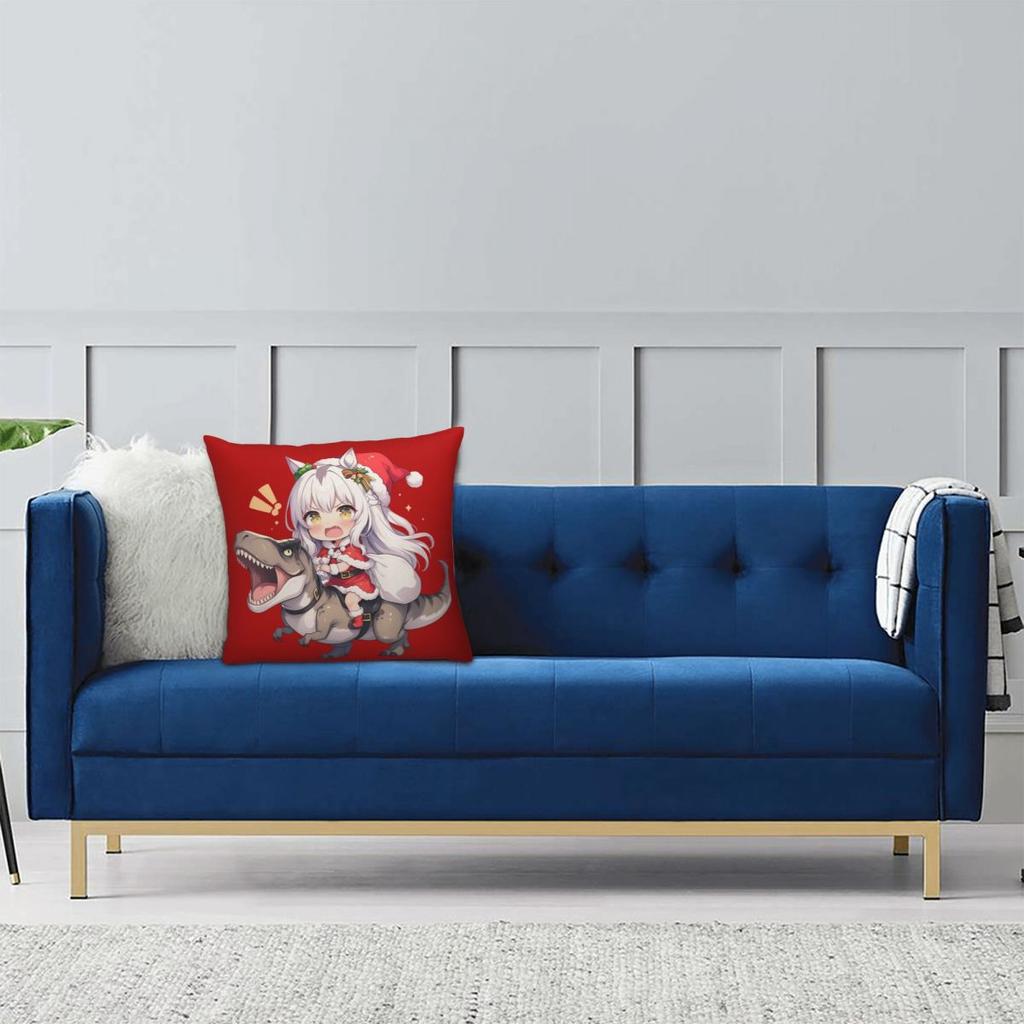 Biwa Hayahide Christmas Dinosaur Pillowcase Printed Polyester Cushion Cover Gift Uma Musume Anime Pillow Case Cover