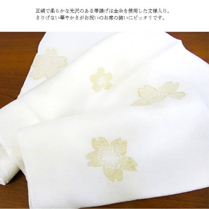 ANS LL Size Loose Fit Set for Tomesode Silk and Suehiro Pattern Includes a Fan and a Silk Obiage and Gold and Silver Fan Long, 3-Piece (Tomesode) -