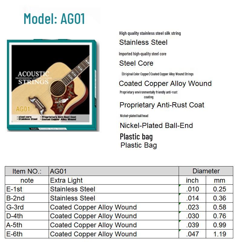 Colored Phosphor Bronze Acoustic Folk Guitar String Set