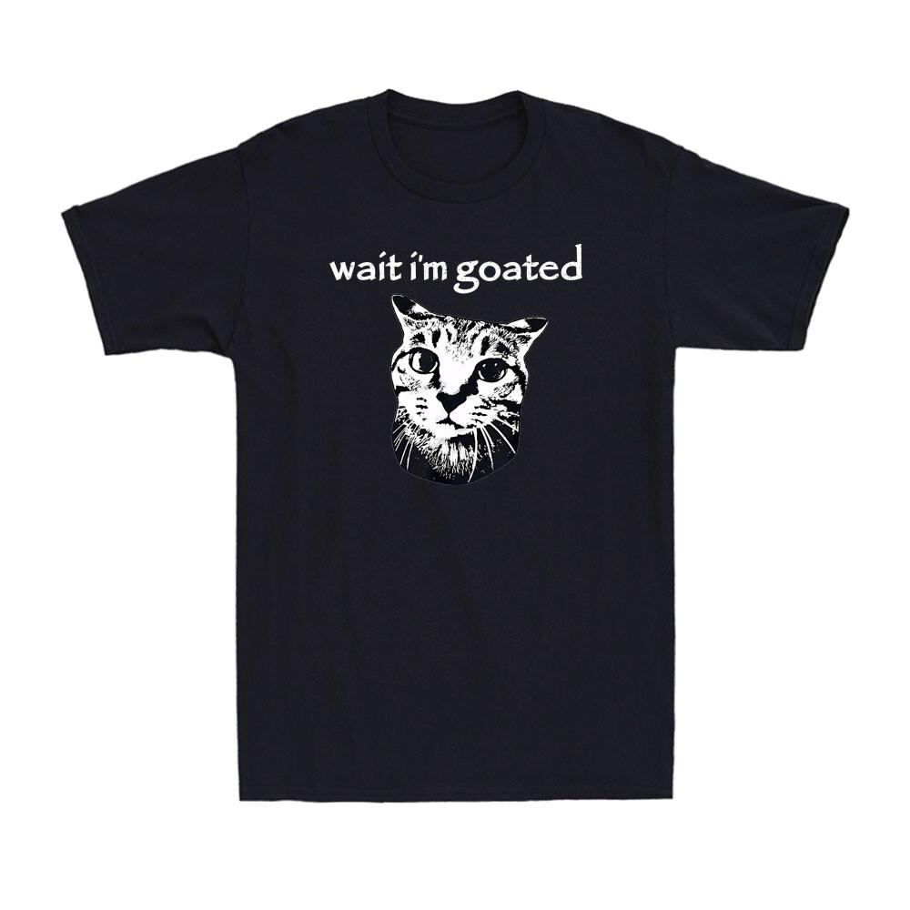 Wait I m Goated Funny Cat Meme Humor Quote Saying Gift Vintage Men s T-Shirt S разноцветный