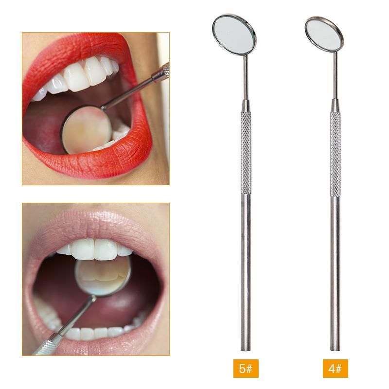 Dental Mouth Mirror Stainless Steel Handle Oral Reflector Eyelash Extension Tool 2 Sizes Dentist Equipment
