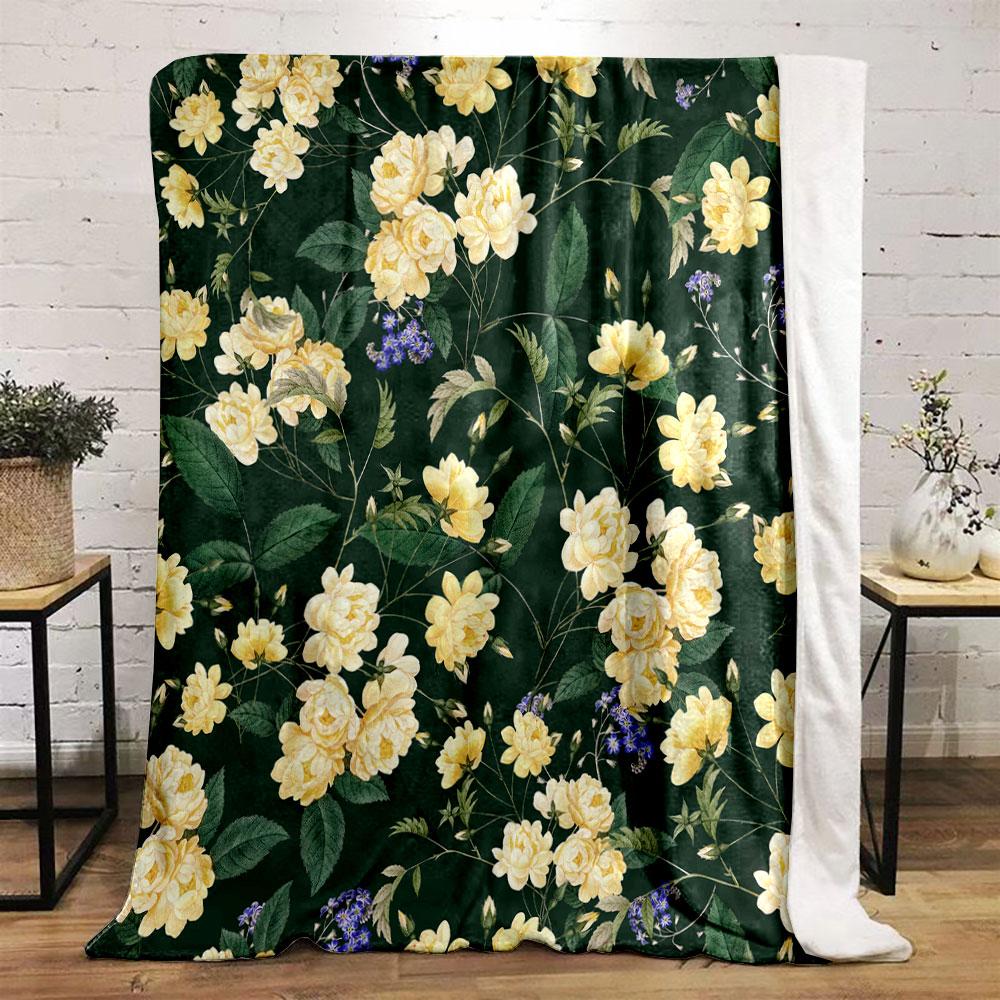 Yellow Floral Blanket bedroom Blanket for Livingroom Couch lunch break Soft throw for Friend's festival Gift