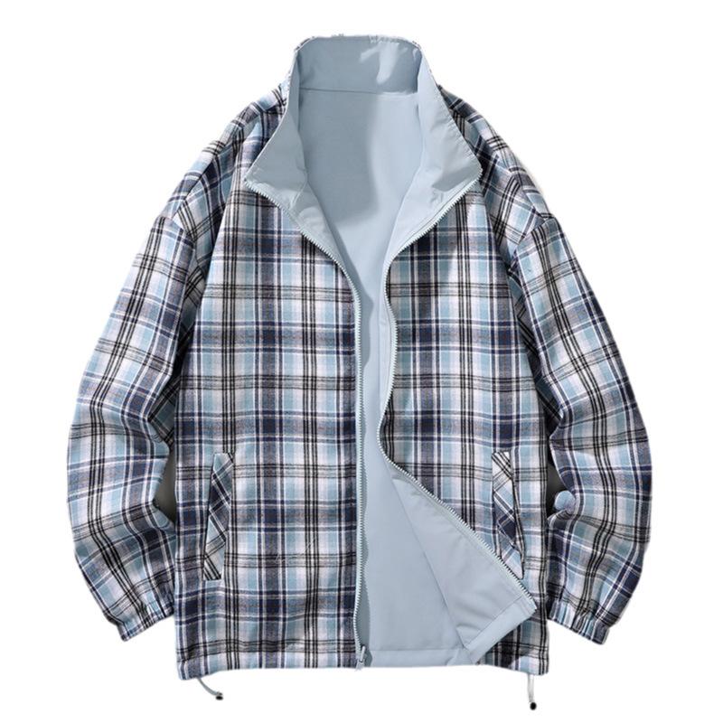 Double Sided Men's Standing Collar Casual Men's Jacket Top Slim Fit Jacket Youth Baseball Suit Flight Suit