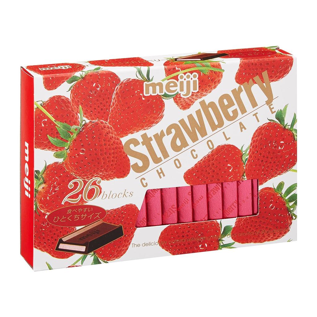 MEIJI Strawberry Chocolate Portioned Chocolate with Strawberries, 26 Pcs