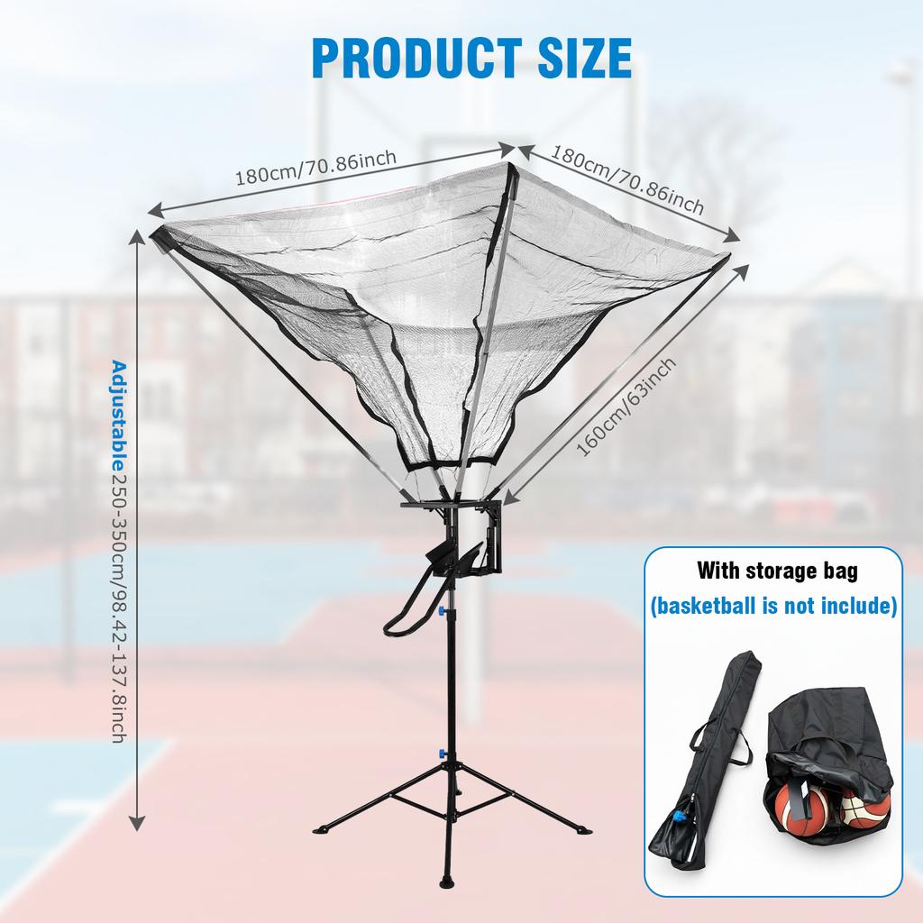 Basketball Rebounder 180° Rotating Track Net Return System Adjustable Shooting Machine Hoop Return & Shootting Shot Trainer