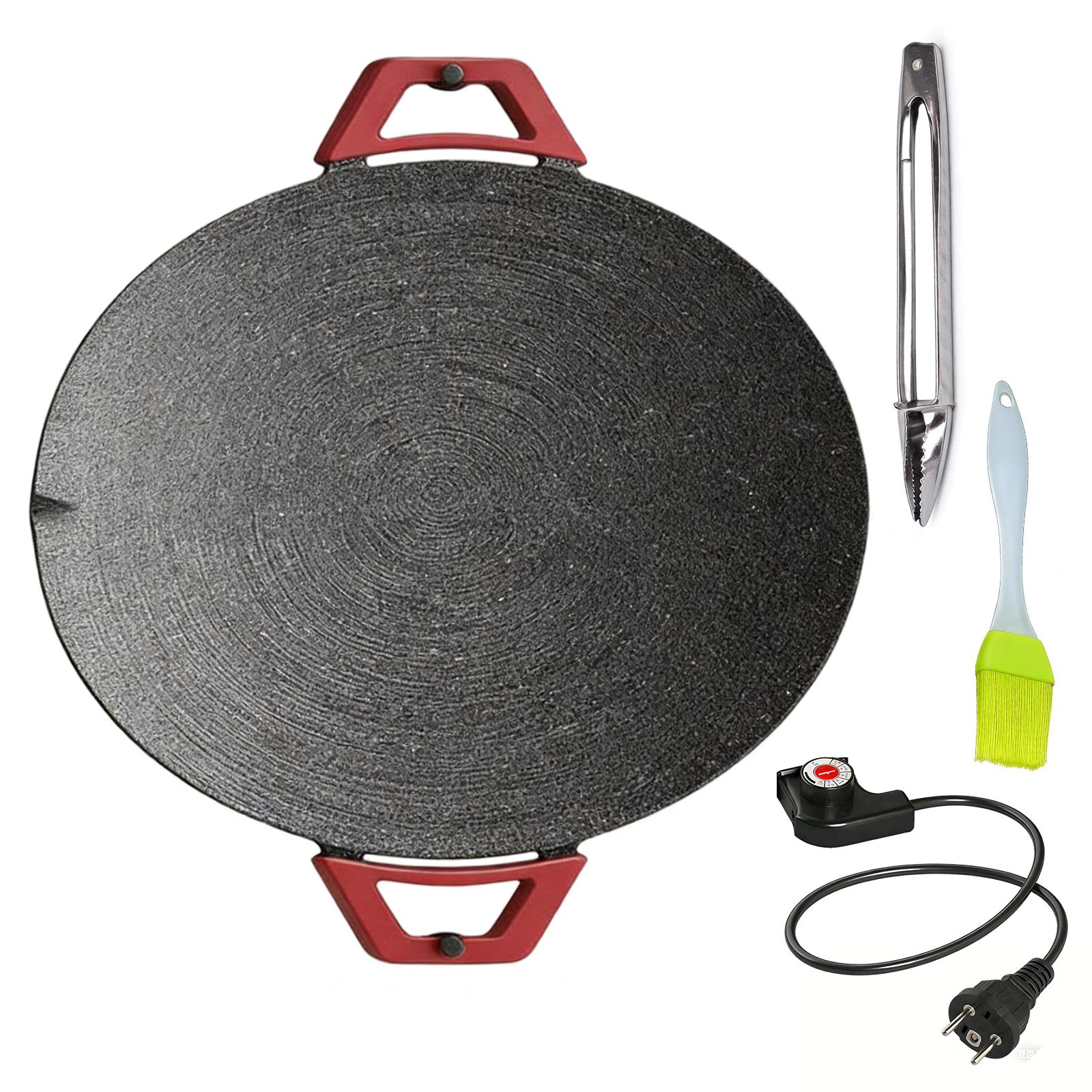 Fast-Heating Tabletop Grill Removable Grilling Plate Round Nonstick Cooking Griddle Pan 11.8in for Steaks Burgers Pancakes