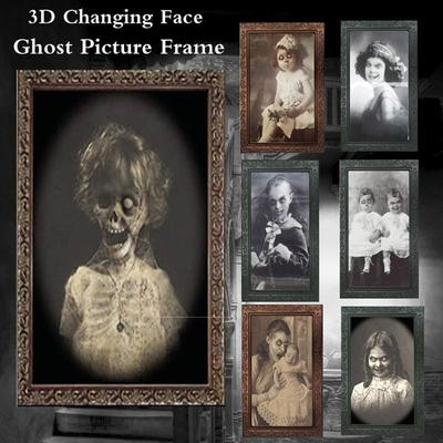3D-Geister-Bilderrahmen mit wechselndem Gesicht, Halloween-Dekoration, Horror-Bastelbedarf, Spukhaus-Party-Dekor, Halloween-Requisiten