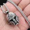 Spartan Helmet Skull Pendant Necklace Stainless Steel Gothic Punk Jewelry Halloween Gift for Men Women Adjustable Biker Chain