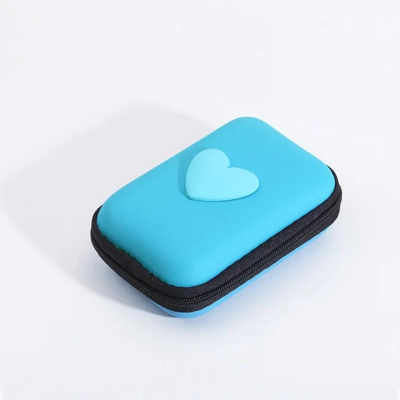 Cute Love Style EVA Storage Bag Anti-Drop Headphone Case Portable Zipper Pouch for Earphones USB Data Cable