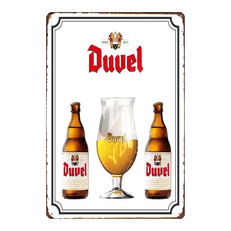Belgian Beer Chouffe Duvel Metal Tin Sign Plate Wall Pub Kitchen Restaurant Home Art Decor Vintage Iron Poster  DU-2000