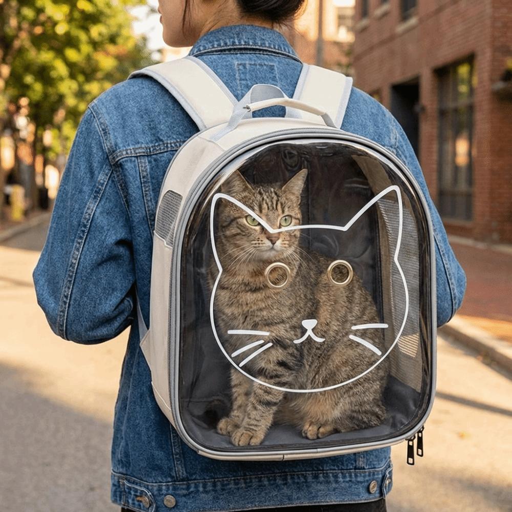 Breathable Pet Carrier Backpack Large Capacity Cat Transport Backpack  Outdoor Activities