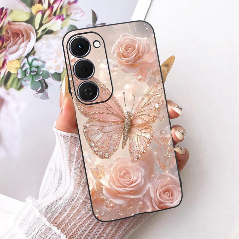 Case For Tecno Spark 40 Pro 40Pro+ 4G Cover Fashion Flower Phone Case Slim Black Silicone Soft Cover For Tecno Spark40 40C Shell
