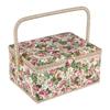Fabric Floral Printed Sewing Basket Craft Box Household Sundry Storage Organizer with Handle