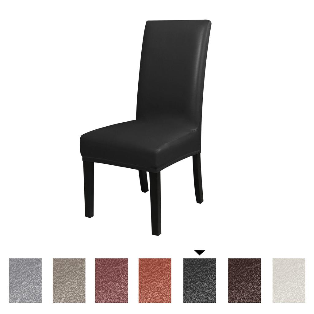 Waterproof PU Leather Dining Chair Covers, Stretch Oilproof Parsons Chair Slipcovers Removable Washable Kitchen Chair Protector for Dining Room