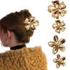 European-American Gold Flower Hair Claw – Large Retro Alloy Shark Clip Hairpin Accessory