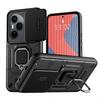 KEYSION Shockproof Armor Case for HONOR 400 Pro 5G Slide Camera Lens Protection Ring Stand Phone Cover for Huawei Honor 400 5G