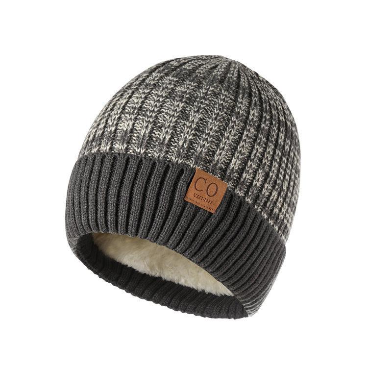 Cold Hat Letter Mark Men Korean Style Knitted Wool Hat Women Autumn and Winter Plus Velvet Thickened Ear Protection Head Hat