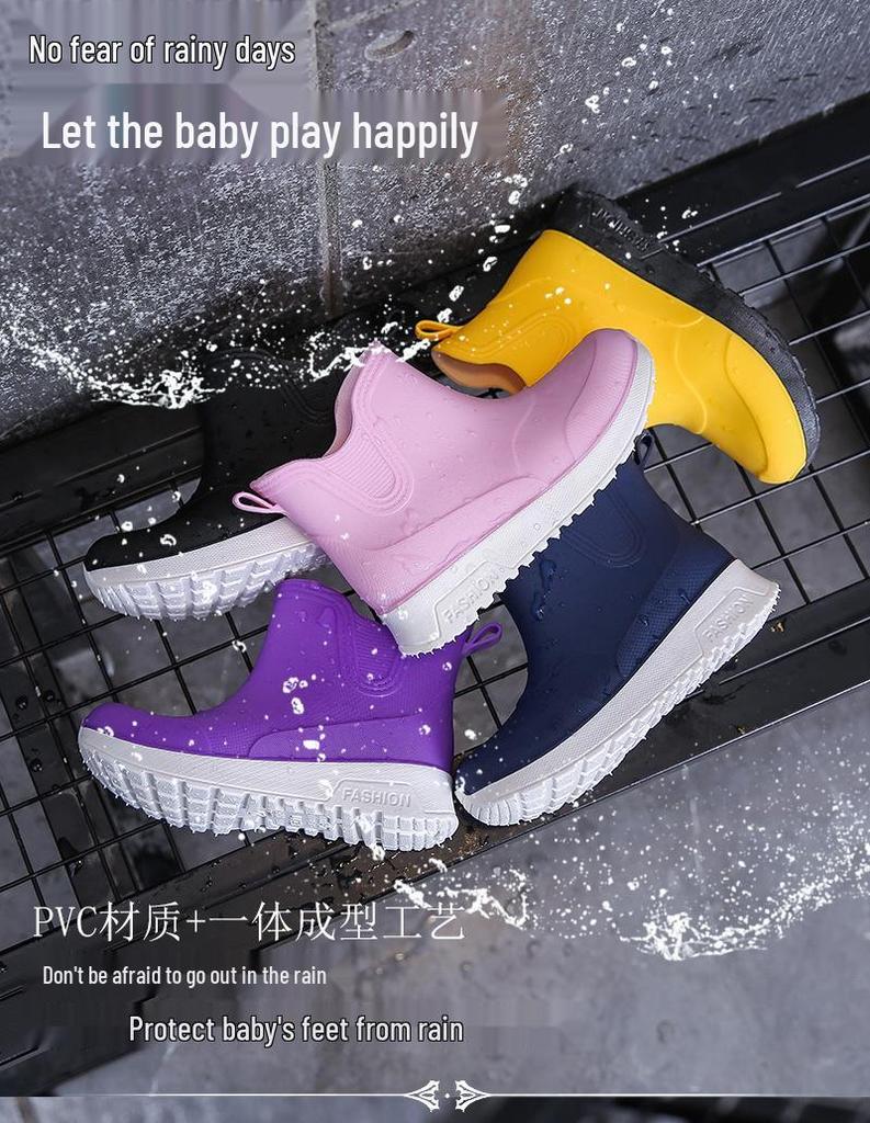 Kids' Non-Slip Ankle Rain Boots - Warm, Waterproof Rubber Shoes for Boys, Girls & Parent-Child, Medium & Large Sizes