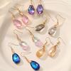 High-End Geometric Water Drop Zirconia Earrings with Iridescent Crystal for Women