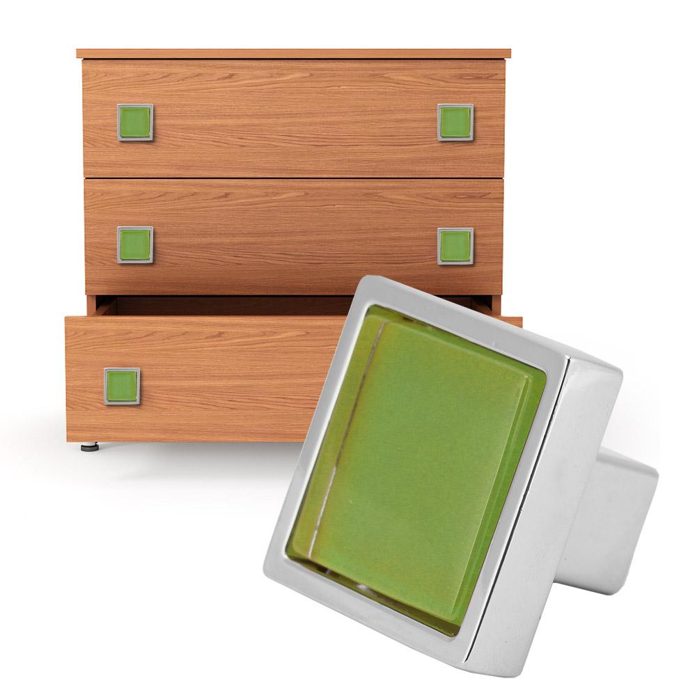 Lådknopp med ett hål Köksskåpsknoppar Garderobshandtag (Kvadratisk form) Kromgrön