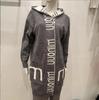 Winter Mid Length Letter Knitted Cardigan With Long Sleeves And Loose Pockets, Knitted Sweater