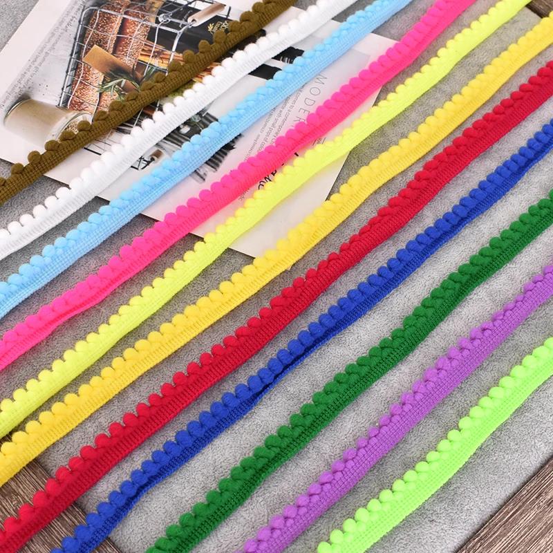 1-10Yards Mini Colorful Pearl Pompom Decoration Ball Tassel Ribbon Sewing Lace Knitted Fabric Handmade DIY Craft Accessories